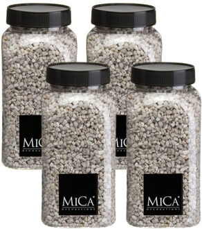 Mica Decorations decoratie stenen/granulaat - 4x - 650ml - lichtgrijs - hobby steentjes