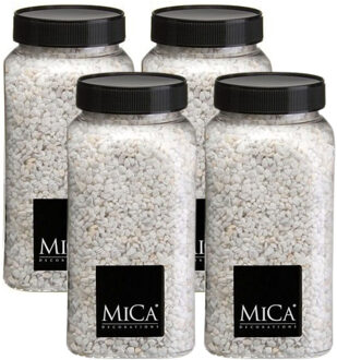 Mica Decorations decoratie stenen/granulaat - 4x - 650ml - wit - hobby steentjes