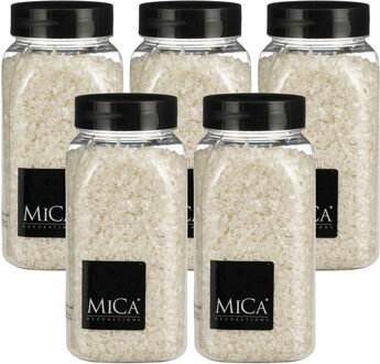 Mica Decorations decoratie stenen / granulaat - 5x - 650 ml - 2-4 mm - mat wit