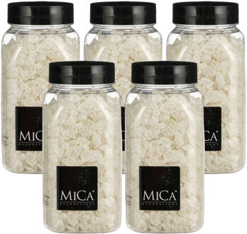 Mica Decorations decoratie stenen / granulaat - 5x - 650 ml - 4-10 mm - mat wit