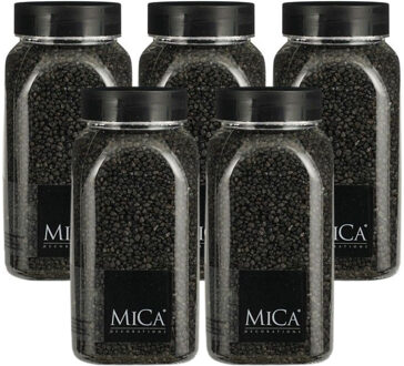 Mica Decorations decoratie stenen/granulaat - 5x - 650ml - antraciet - hobby steentjes