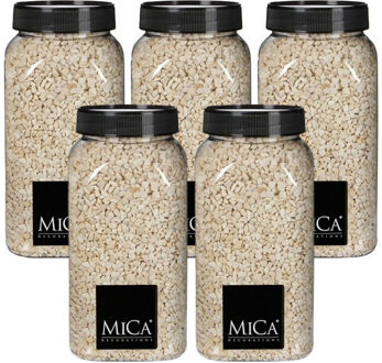 Mica Decorations decoratie stenen/granulaat - 5x - 650ml - creme - hobby steentjes