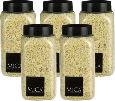 Mica Decorations decoratie stenen/granulaat - 5x - 650ml - geel - hobby steentjes
