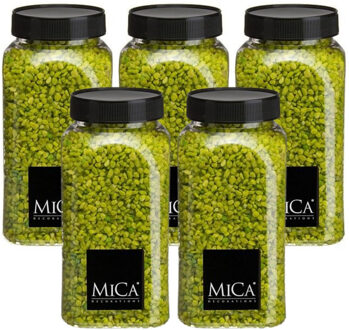 Mica Decorations decoratie stenen/granulaat - 5x - 650ml - groen - hobby steentjes