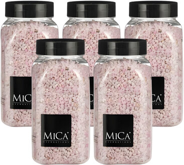 Mica Decorations decoratie stenen/granulaat - 5x - 650ml - roze - hobby steentjes