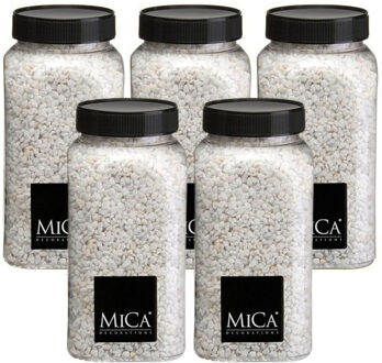 Mica Decorations decoratie stenen/granulaat - 5x - 650ml - wit - hobby steentjes