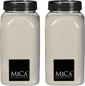 Mica Decorations decoratie zand - 2x - 1 kg - 650ml - creme wit - hobby zandkorrels