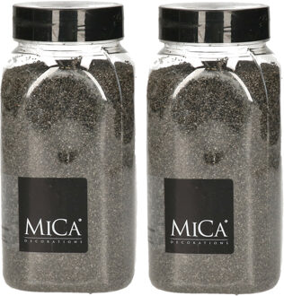 Mica Decorations decoratie zand - 2x - 1 kg - 650ml - grijs - hobby zandkorrels