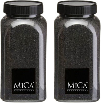 Mica Decorations decoratie zand - 2x - 1 kg - 650ml - zwart - hobby zandkorrels