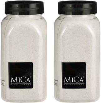 Mica Decorations decoratie zand - 2x - 650ml - wit - hobby zandkorrels - sierzand