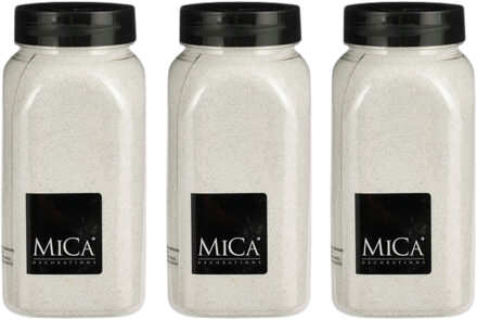 Mica Decorations decoratie zand - 3x - 1 kg - 650ml - wit - hobby zandkorrels Creme