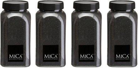 Mica Decorations decoratie zand - 4x - 1 kg - 650ml - zwart - hobby zandkorrels