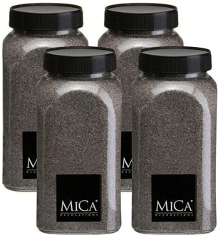 Mica Decorations decoratie zand - 4x - 650ml - donkergrijs - hobby zandkorrels - sierzand