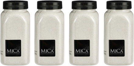 Mica Decorations decoratie zand - 4x - 650ml - wit - hobby zandkorrels - sierzand