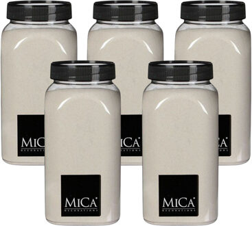 Mica Decorations decoratie zand - 5x - 1 kg - 650ml - creme wit - hobby zandkorrels
