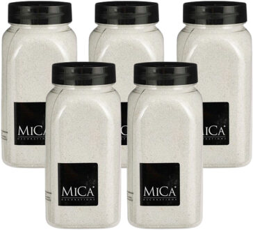 Mica Decorations decoratie zand - 5x - 650ml - wit - hobby zandkorrels - sierzand