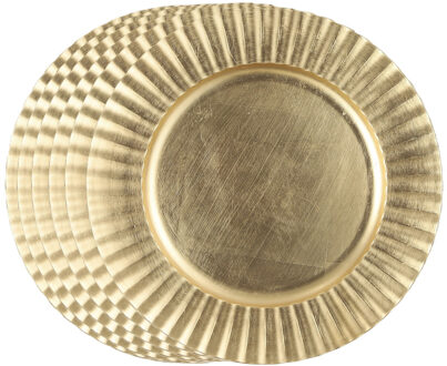 Mica Decorations Diner/kerstdiner onderborden - 8x st - goud - D33 x H2 cm - kunststof - rond