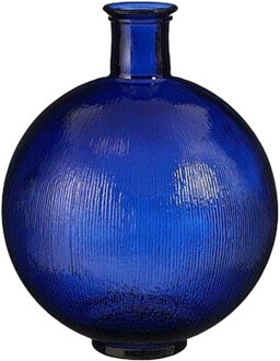 Mica Decorations Firenza Fles Vaas - H42 x Ø34 cm - Donkerblauw