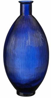 Mica Decorations Firenza Fles Vaas - H59 x Ø29 cm - Donkerblauw