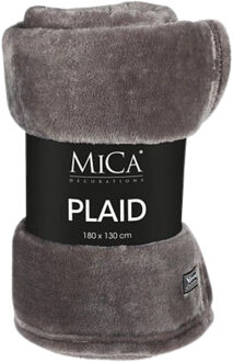 Mica Decorations Fleece deken - antraciet - 130 x 180 cm - polyester - Famke - fleeceplaid