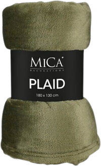 Mica Decorations Fleece deken - donkergroen - 130 x 180 cm - polyester - Famke - plaid
