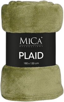 Mica Decorations Fleece deken - groen - 130 x 180 cm - polyester - Famke - fleeceplaid
