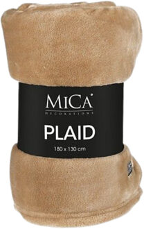 Mica Decorations Fleece deken - lichtbruin - 130 x 180 cm - polyester - Famke - plaid