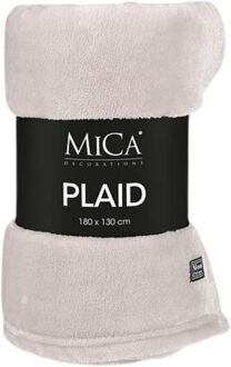 Mica Decorations Fleece deken - lichtgrijs- 130 x 180 cm - polyester - Famke - plaid