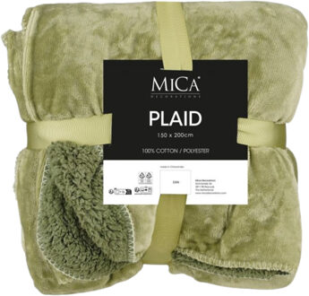 Mica Decorations Fleece deken - lichtgroen - 200 x 150 cm - polyester - Mardy - fleeceplaid