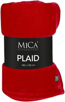 Mica Decorations Fleece deken - rood - 130 x 180 cm - polyester - Famke - fleeceplaid