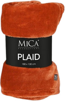 Mica Decorations Fleece deken - terra - 130 x 180 cm - polyester - Famke - fleeceplaid