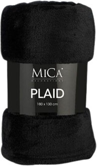 Mica Decorations Fleece deken - zwart - 130 x 180 cm - polyester - Famke - fleeceplaid