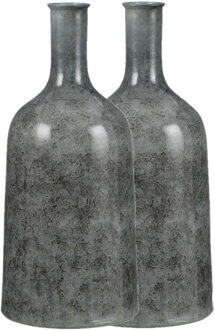 Mica Decorations Fles bloemenvazen 2 stuks van terracotta in het blauw shadow D26 en H50 cm