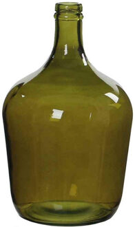 Mica Decorations Fles vaas Diego H30 x D18 cm groen gerecycled glas