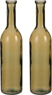 Mica Decorations Flesvaas groot - 2x stuks - Rioja - amber - eco glas - 18 x 75 cm