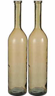 Mica Decorations Flesvaas groot - Set van 2x stuks - Rioja - okergeel transparant - eco glas - 21 x 100 cm