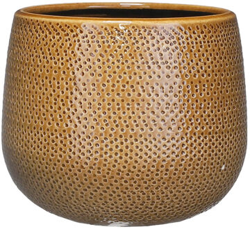 Mica Decorations gabriel ronde pot oker maat in cm: 16 x 18 - GEEL