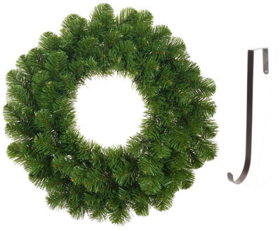 Mica Decorations Groene kerstkransen/deurkransen 45 cm met ijzeren hanger