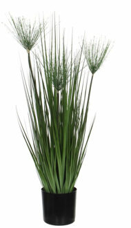 Mica Decorations Groene Papyrus moerasplant kunstplant 76 cm in zwarte pot