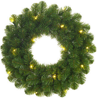 Mica Decorations Groene verlichte kerstkransen/deurkransen met 30 LEDS 60 cm