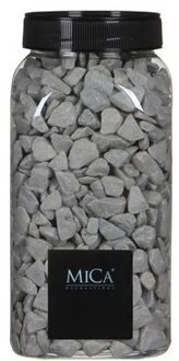 Mica Decorations Hobby/decoratie kiezel stenen - grijs - 1 kilo - vaas/bloempot vulling
