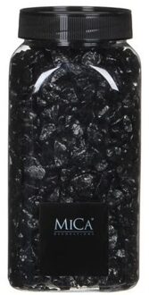 Mica Decorations Hobby/decoratie kiezel stenen - zwart - 1 kilo - vaas/bloempot vulling