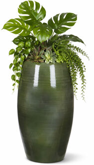 Mica Decorations Hoge bloempot Lester - groen - glanzend - keramiek - 50 x 30 cm - vaas