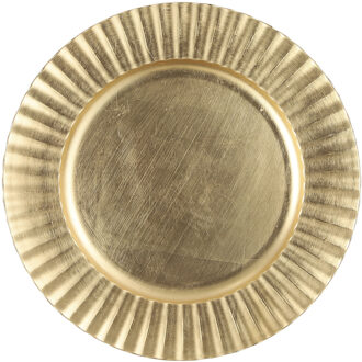 Mica Decorations Kaarsenbord/onderbord - goud - D33 x H2 cm - kunststof - rond