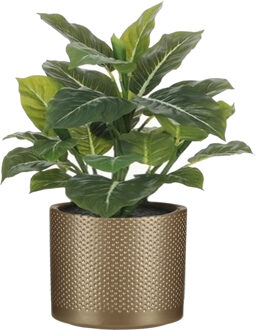 Mica Decorations Kantoor kunstplant 49 cm in bloempot glanzend goud - Kunstplanten Groen