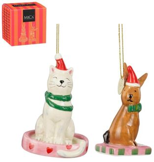Mica Decorations Kat en Haas - Kerstornament - Bruin