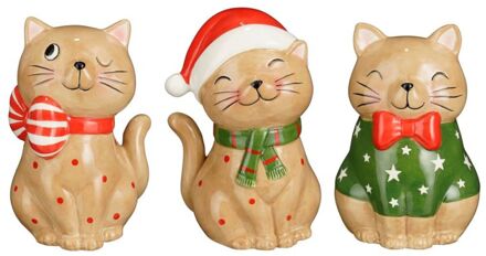 Mica Decorations Kerstkat - Kerstdecoratie - Bruin