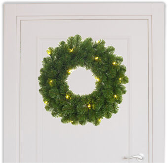 Mica Decorations Kerstkrans/dennenkrans groen met verlichting D60 cm