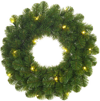 Mica Decorations Kerstkrans - kunst - groen - LED verlichting - 60 cm
