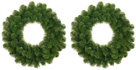 Mica Decorations Kerstkrans - Set van 2x stuks - groen - 45 cm - deurkrans - kunststof - kerstversiering